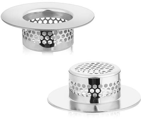 ZEYIYER 2 Stück Abflusssieb Edelstahl, Abflusssieb Waschbecken, Waschbecken Sieb, Sieb Abfluss, Abflussieb Dusche Abfluss-sieb für Wäscherei, Wischmopp, Pool, Küche, Badewanne