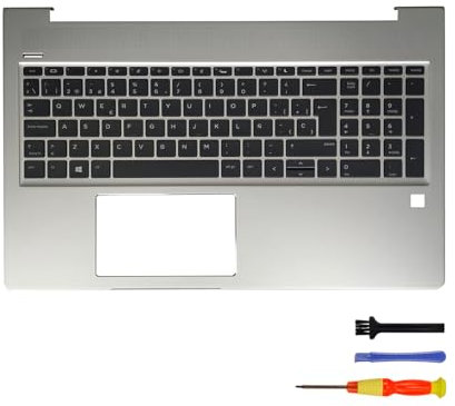 Table-King Teclado de Repuesto Retroiluminado con Distribución en Español con reposamuñecas para HP Probook 450 G6 455 G6 450 455R G7 con Tapa C
