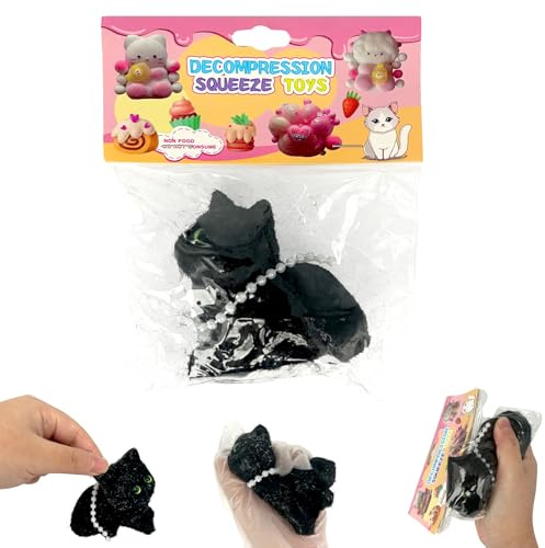 Squishy Fidget, 1 st Squishy Toys Black Persian Cat, Stress Toys, Kawaii Squeezy, Squishies för vuxna Födelsedagspresenter