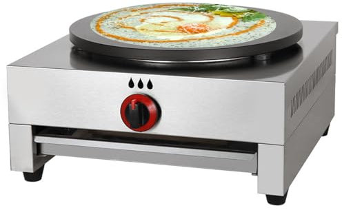 Máquina para hacer crepes, plancha comercial antiadherente de 15.7 pulgadas para panqueques, huevos, perritos calientes y tortillas, equipo de cocina de crepé a gas