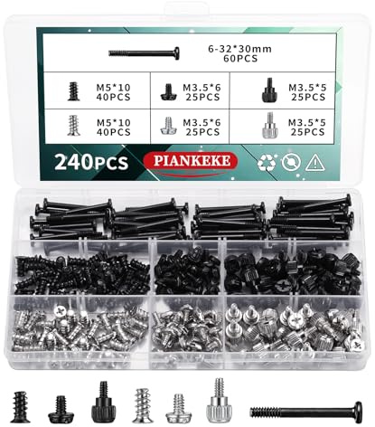 240 PzViti per Computer, Set di Viti per PC, Viti per scheda madre, ventole del case del PC, set di vite a testa zigrinata distanziali per computer, componenti e accessori