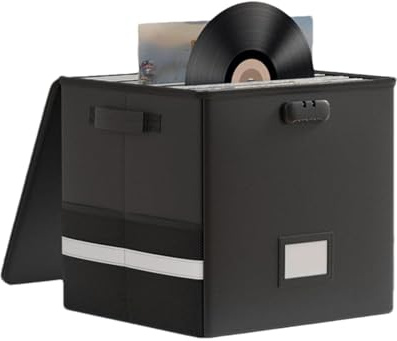 Scatola per dischi in vinile, 33 x 33 cm, ignifuga, in vinile, impermeabile, pieghevole, portatile, per la raccolta
