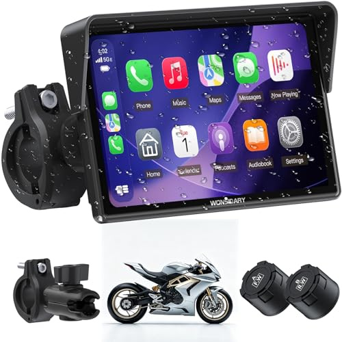 Wonsidary Pantalla Moto CarPlay Inalámbrica de 5 Pulgadas con Android Auto