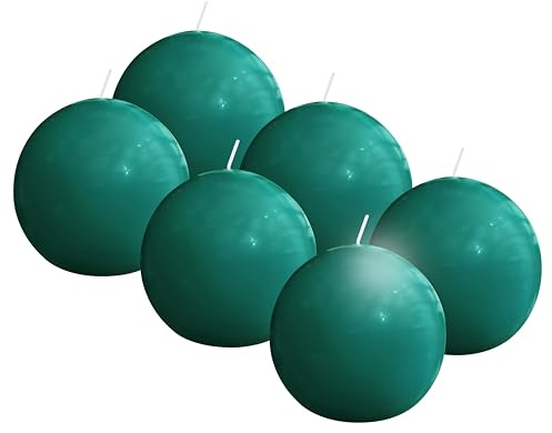 Bolsius – Vela esférica lisa – verde – brillante – 7 cm – 6 unidades – 16 horas – velas decorativas – sin aceite de palma – con cera vegetal natural