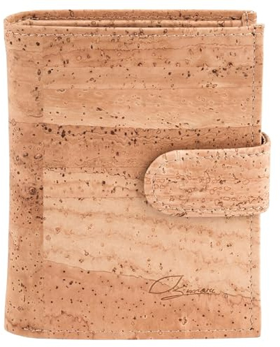 Simaru Cartera de Corcho Vegano con 2 Cremalleras y Monedero | Billetera Pequeña para 16 Tarjetas para Hombres y Mujeres | Artesanal, Sostenible, (Beis)