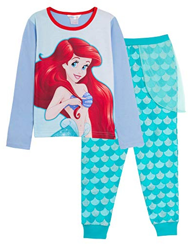 Pyjamas Disney Princesse La Petite Sirène Ariel Déguisement Fille Longue Durée avec Pantalon de Détente à Paillettes, lilas, 7-8 ans