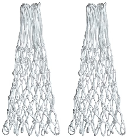 Sanung 2PCS White Basketball Net Replacement 12 Loops 21 inch Professional Anti-Whip with Storage Pouch for Competition Standard Indoor Outdoor All-Weather Thick Mesh Nets