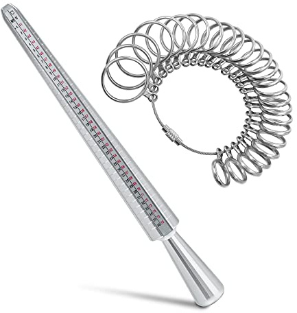 Beauty7 Baguier Calibre en Métal Mesure de Taille de Doigt Bague Anneau Outil de Dimensionnement Taille Standard Européenne 41-76 Cibler Taille De Doigts Actuelles Bagues Gabarits