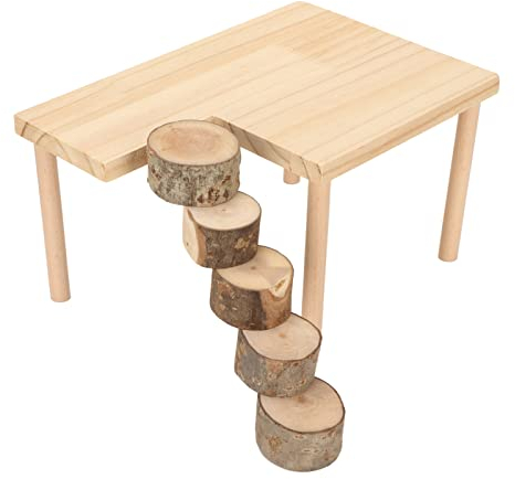 Plate-Forme de Support pour Hamster, Jouets pour Petit Animal de Compagnie en Bois avec Piliers, éChelle pour Rongeurs, Pont, Rat, Escalade, MâCher, Jouet, Cage, Accessoires pour Hamster, éCureuil,
