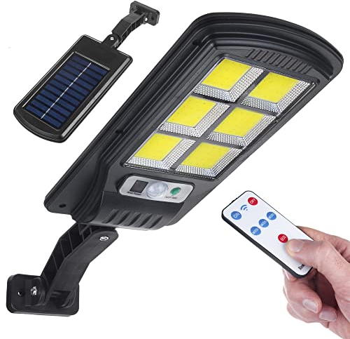 Maclean Farola Solar con Sensor de Movimiento y Crepuscular IP54 4W 400 Lumen 6500K Mando a Distancia Lámpara Solar Lámpara de Pared de Exterior Iluminación Exterior