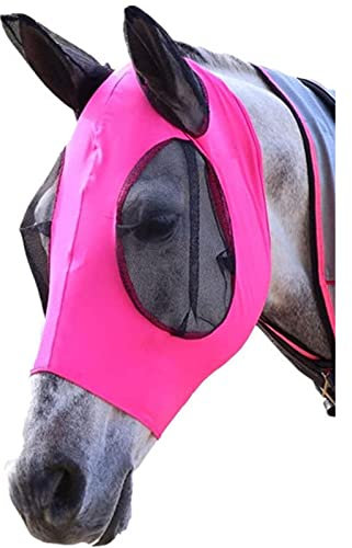 WHATON Máscara De Mosca De Caballo Con Orejas, Máscara De Mosca De Caballo, Máscara De Mosca De Caballo, Protección UV, Máscara De Mosca De Caballo Extra Cómoda, Agarre De Malla Suave, Máscara De Mosc