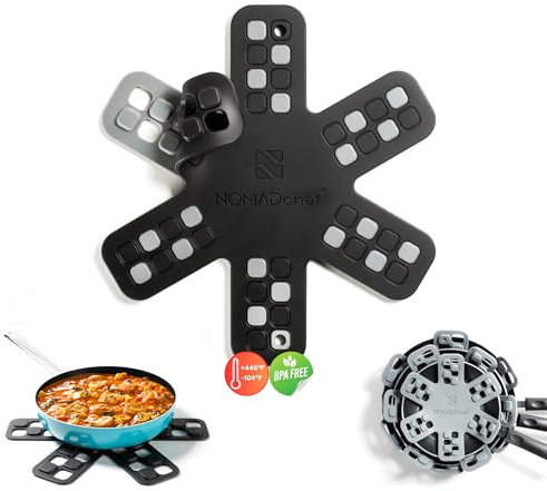 NOMADCHEF Dual-Use Silicone Pan Protectors for Stacking & Trivets for Hot Dishes | Silicone Trivet Mat | Perfect for Pot and Pan Protectors For Stacking | Cookware Protectors For Stacking (S-BLK/GREY)