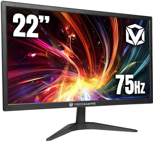 Vibox 21.5 Zoll PC-Monitor, 75Hz Desktop Monitor, Low Blue Light, Eye Comfort, VGA und HDMI, Schwarz