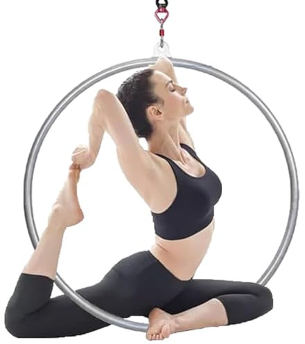 LwiftGal Kit De Aro AéReo De Acero Inoxidable, Equipo Completo De Aros AéReos, Aro De Yoga, Equipo De Circo AéReo para Actuaciones De AcróBatas, Circos, Yoga,90cm