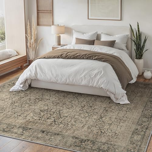 BEIMO Tapis de Salon 160x230CM Oriental - Tapis Vintage à Poils Courts de Chambre Adulte Tapis Dessin Antidérapant Brun