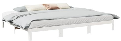 vidaXL Familienbett ohne Matratze Weiß 270x200 cm Massivholz Kiefer, Bett, Familien-Bettrahmen, Bettgestell, Familien-Bettgestell, Bettrahmen