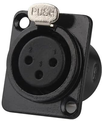 TECHZOCO Conector XLR Hembra, Base XLR chasis, conector Microfono hembra, Terminales para soldar, Adapter xlr, Conector 3 polos, Apto para el montaje en superficie panel, Negro