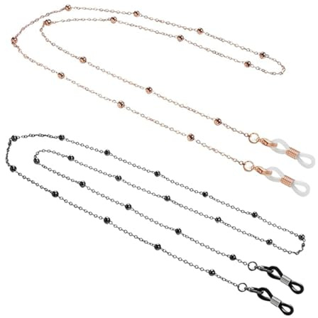 ZMREN 2 Piezas Cadenas de Anteojos Metal Gafas Cadena, Antideslizante Cadena Gafas Cuerda Gafas Ajustable para Mujer