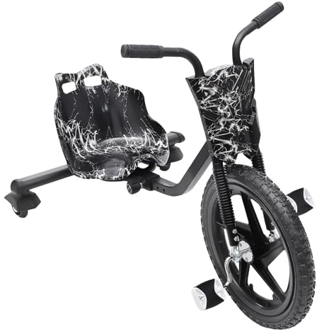 Triciclo para niños con pedal de 360°, para niños y niñas, asiento ajustable, color negro