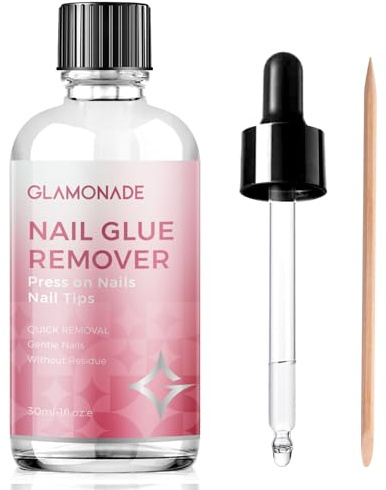 Glamonade Nail Glue Remover: False Nail Remover for Press On Nails Fake Nails Acrylic Nail Tips Nail Glue Remover For False Nails Without Acetone 30ml