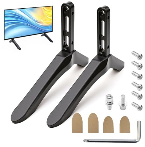 TV Base Pedestal Feet Universal TV Stand Table Top Replacement Television Mount Legs with Screws or Most 32-65”LCD LED Plasma Flat Screen Easy to Install for Home and Office