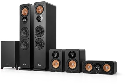 Teufel Ultima 40 Mk4 5.1 Soundsystem Home Cinema - Surround Sound System Heimkino mit Mächtiger Subwoofer, Bassreflex, Kevlar Mitteltöner - Schwarz