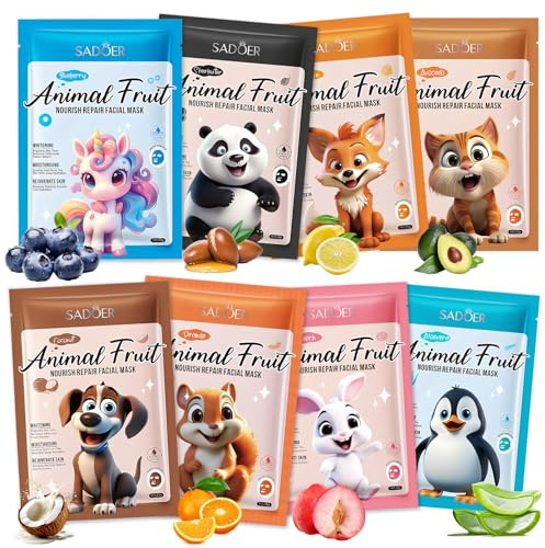 8 Pièces Masque Visage Enfants, Masque Hydratant Visage
