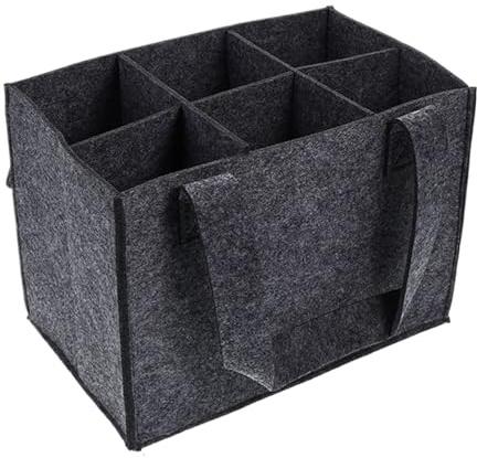 Filtvinflaskhållare – 6-facks bärardesign, strukturerade avdelare för säker glastransport, mjuk greppväska underlättar spillbeständig organisation | Picknick Födelsedag Camping Bröllop Event