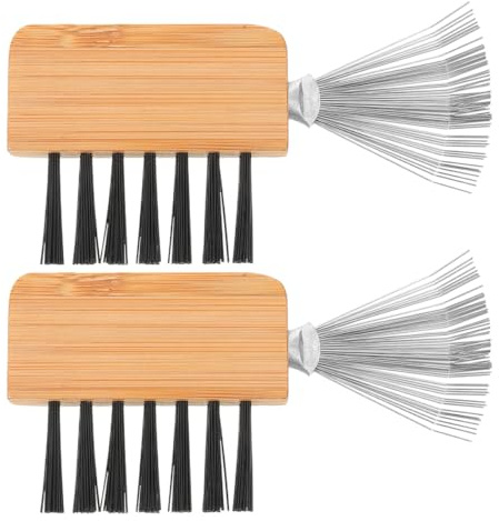 PENIKOKO 2Pcs Râteau de Nettoyage pour Brosse à Cheveux et Porte-Tige Ikebana 11X5,5 CM en Métal et Bois Design Ergonomique pour Entretien Floral et Usage Domestique