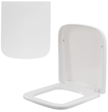 Anika Abattant WC carré avec système d'abaissement automatique et fermeture rapide Blanc 41,5 x 36 cm Installation facile par le haut - Siège de salle de bain durable et hygiénique 92609