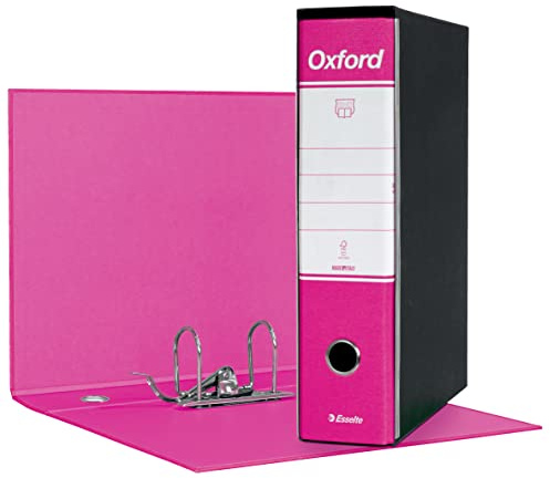 Esselte OXFORD N.1 Mekanismbindemedel i protokollformat med 8 cm ryggrad – Fuchsia, 6 stycken