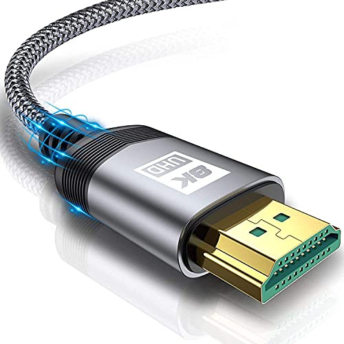 8K HDMI 2.1 Kabel 1M, Ultra HD 48Gbps Highspeed 10K 8K@60Hz, 4K@240HZ 165HZ 144HZ 120Hz, HDCP 2.3, UHD eARC HDR 10+, Vision VRR, kompatibel med PS5/4/3, 9K-spel, TV, Blu-ray-spelare, projektor