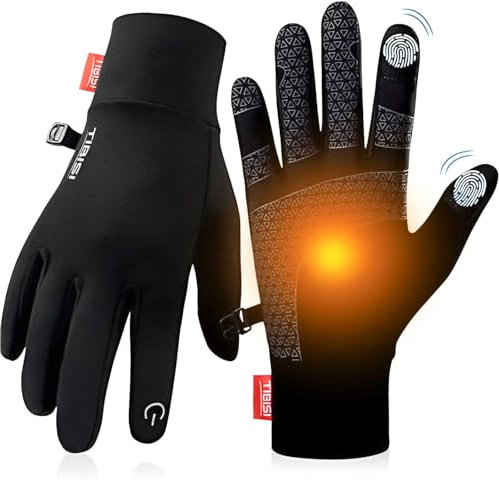 Tmani Fahrradhandschuhe Herren Damen Winddichte und Wasserabweisende Handrücken Handschuhe Touchscreen, rutschfeste Warme Winterhandschuhe zum Laufen Radfahren Wandern (L, 02-US)