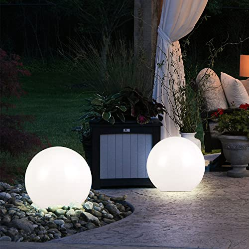 etc-shop Solarleuchte Kugel Garten LED Gartendeko Solarkugel für Außen 20 cm Kugelleuchte Solar, Leuchtdauer ca. 6-8 Stunden, H 62 cm, 2er Set