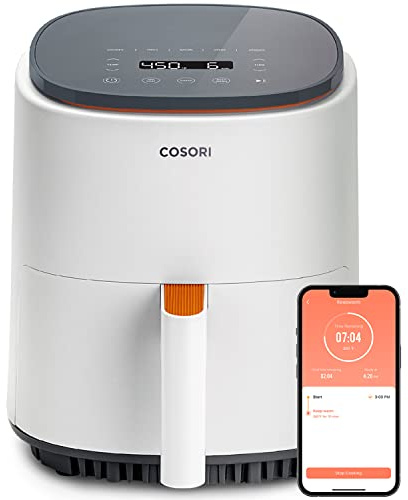 Cosori Air Fryer 4 Qt, 7 Cooking Functions Airfryer, 150+ Recipes on Free App, 97% less fat Freidora de Aire, Dishwasher-safe, Designed for 1-3 People, Lite 4.0-Quart Smart Air Fryer, White