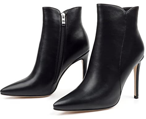 JOY IN LOVE Women's Ankle Boots 4 inch Stiletto High Heels Pointed Toe Zipper Boots