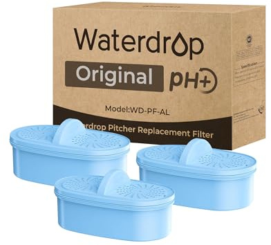 [Original] Waterdrop PF-AL Alkaline Water Filter Replacement for Waterdrop Pitcher and Dispenser Filtration System, Increase PH, Improved Coffee Taste, Last Up to 2 Months/100 Gallons, 3 Pack