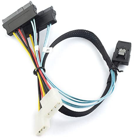 Allowish Mini SAS SFF-8087 to 2 Ports Mini SAS SFF-8482 Adapter Cable (1m,Black)