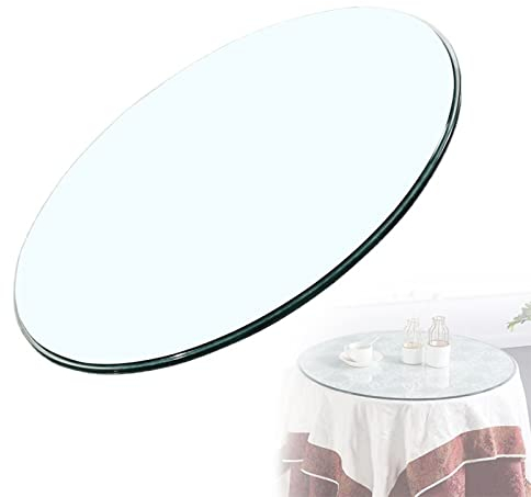 WORDFUN 35~100cm Cristal Redondo Tablero De Mesa, Tablero De Vidrio Templado Redondas, Bordes Pulidos Superficie Redonda De Mesa, Cristal para Mesa De Comedor, Robusto Y Duradero