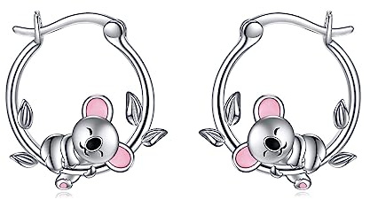 Pendientes Koala para Mujer Plata de Ley 925 Pendientes Koala de Aro para Niña Regalo de Joyería Koala