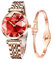 OLEVS Damenuhren Roségold Diamant Kleines Gesicht Edelstahlarmband Wasserdicht Analoge Quarz Armbanduhren Armreif Geschenke Set