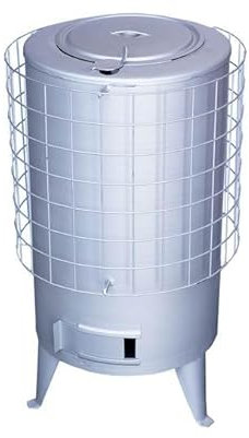 Estufa de Leña Redonda, Estufa Pellets con Potencia 6.7 KW Para Calentar Superficie De 50 M², Estufas de Leña Grande, Chimeneas de Leña y Carbon, Estufa Leña Interior, Estufa Leña Gris - Baño Moderno