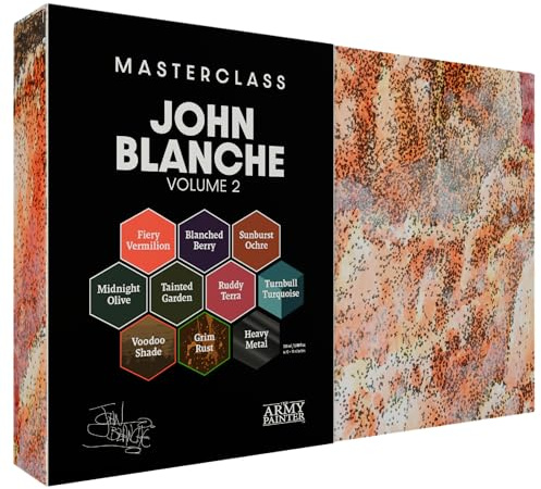 The Army Painter, Masterclass John Blanche Volume 2 Paint Set Combo, 6 Warpaints Fanatic Paints, 1 Speedpaint, 1 Wash, 1 Effect, 1 Metallic, 1 Art Print & Brush - Model Paint for Miniature Wargaming