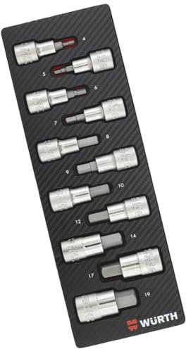 Würth 1/2 Zoll Steckschlüssel Satz metrisch Innensechskant 11 Teile in Schaumeinlage 2.4.1 mit Nusskasten für Werkstattwagen 0965905204