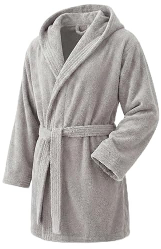 Top Towel Elegant - Badrock för kvinnor och män i 100% bomull, 500 g/m² - val med huva eller utan huva - mjuk och absorberande för dusch, spa och pool, Grå – silver, XXL