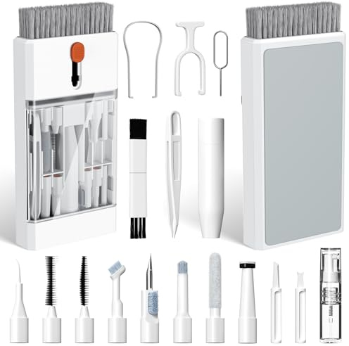 22 en 1 Keyboard Cleaning Brush Kit - Cepillo Limpiador de Teclado Herramienta de Limpieza Auriculares Extractor de Teclas Multifunción Extractor de Polvo para Laptop Auriculares, Blanco Marfil