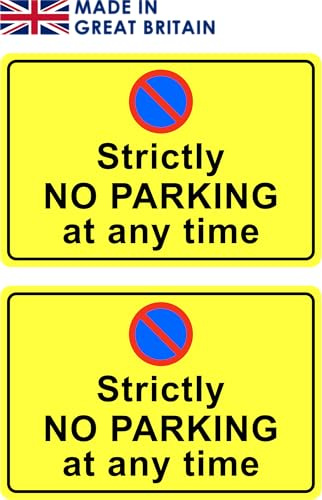 Lot de 2–300 mm x 200 mm – Panneaux réfléchissants en plastique – Strictly No Parking à tout moment avec œillets et coins arrondis
