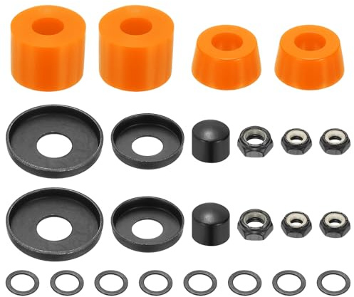 YELARXI Skateboard Bushings, Skateboard Truck Rebuild Long-Board Kit Bushings Washers Pivot Cups-Fitting for (Outdoor Skateboard Parts) 92A & PU & Orange