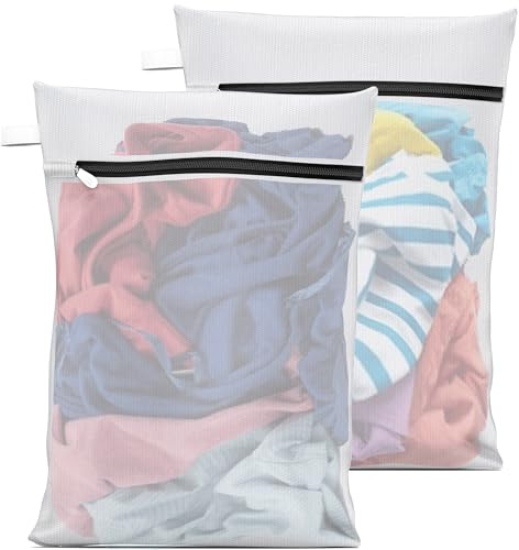 2 Bolsas Lavadora Reutilizables 40x50cm | Protege tu Ropa en cada Lavado con esta Bolsa Rejilla para Prendas Delicadas 100% Poliester | Bolsa para Lavar Ropa Interior en Lavadora
