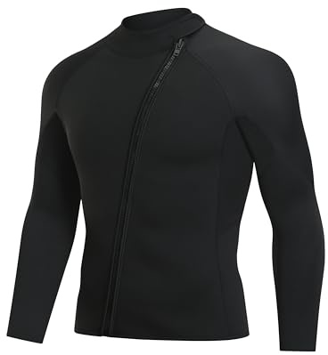 C-STREAM Winter 3MM Neoprene Top Diving Jacket and Pants Men Women Separated Wetsuit Surfing Snorkeling Spearfishing Thermal Swimwear (Black Jacket, Large, 3, 3, Millimeters)